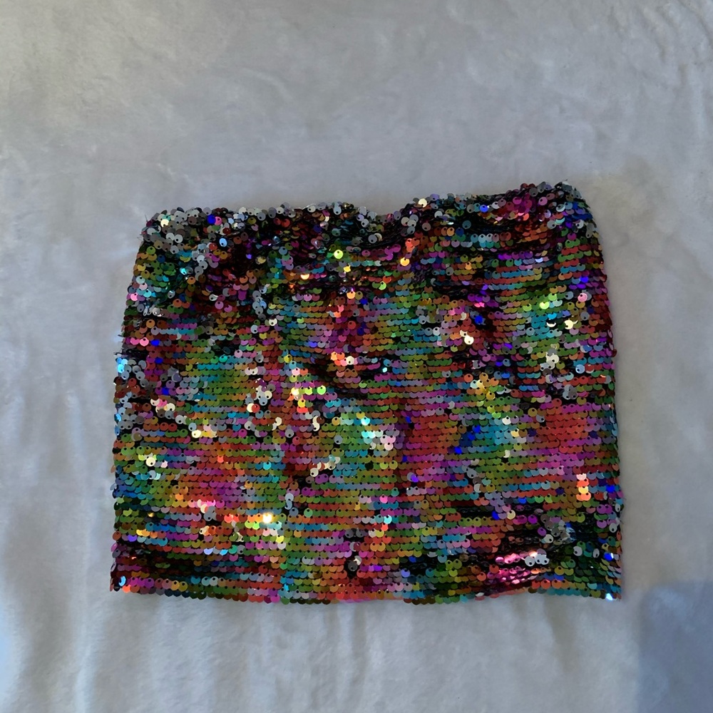 Rainbow sequin tube top